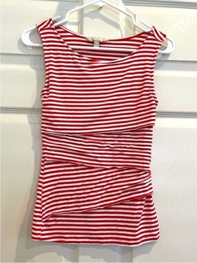 BANANA REPUBLIC Red and White Striped Tank Top